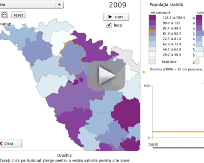 Harta animată ”Densitatea populației și numărul populației stabile” actualizată